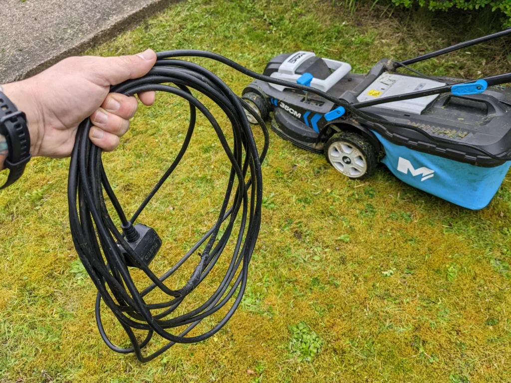lawn, mower, power, cord, wrapped, up