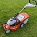 battery, powered, lawn, mower, cutting, grass,