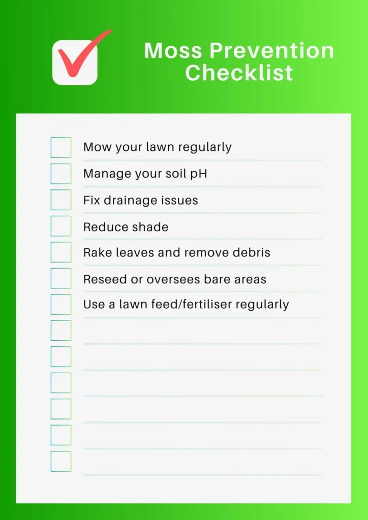 Moss, Prevention, Checklist,