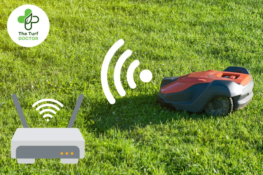 robot, lawn, mower, wifi, connection, turf, grass,