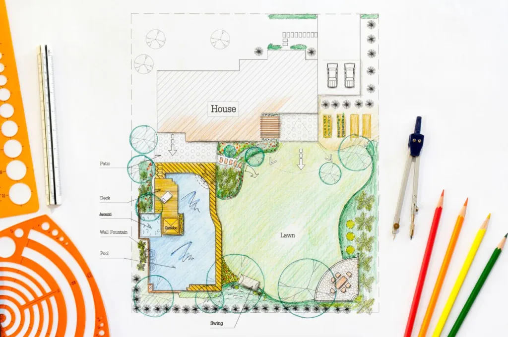 Lawn, plan, garden, design, idea, layout,